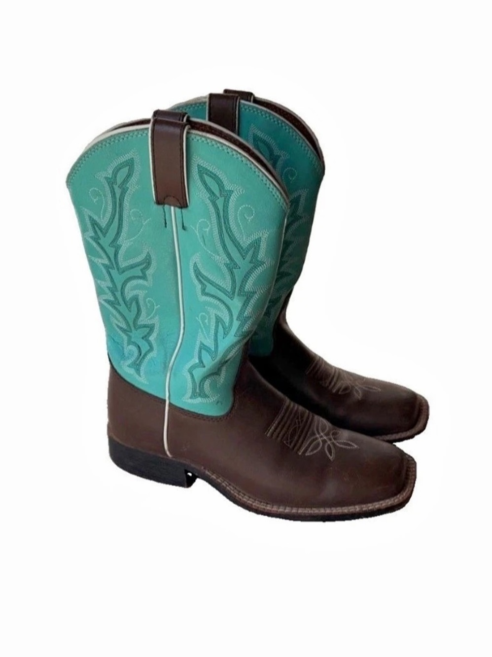Youth Justin Boots Turquoise & Brown Sz 4 D